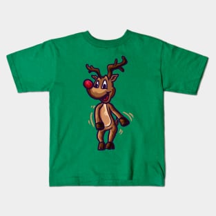 Anime Rudolph dancing the Flossing dance! Kids T-Shirt